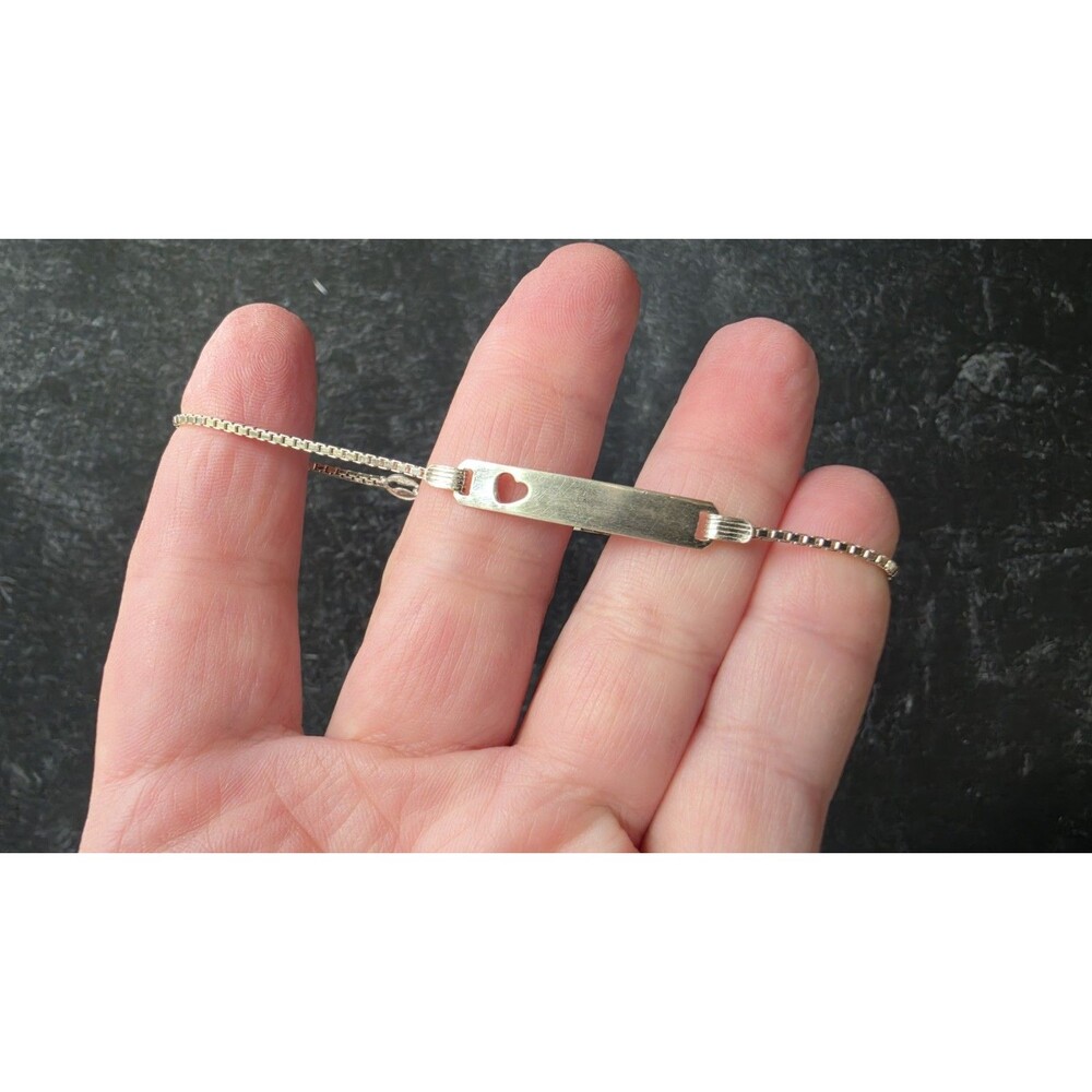 Italian 925 Sterling Silver Cutout Heart ID Bracelet Vintage